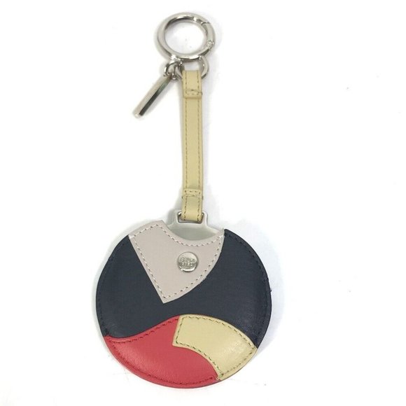 FENDI mirror Key Holder Key Ring Bag Charm Leather Black x Red x Beige - Picture 1 of 11